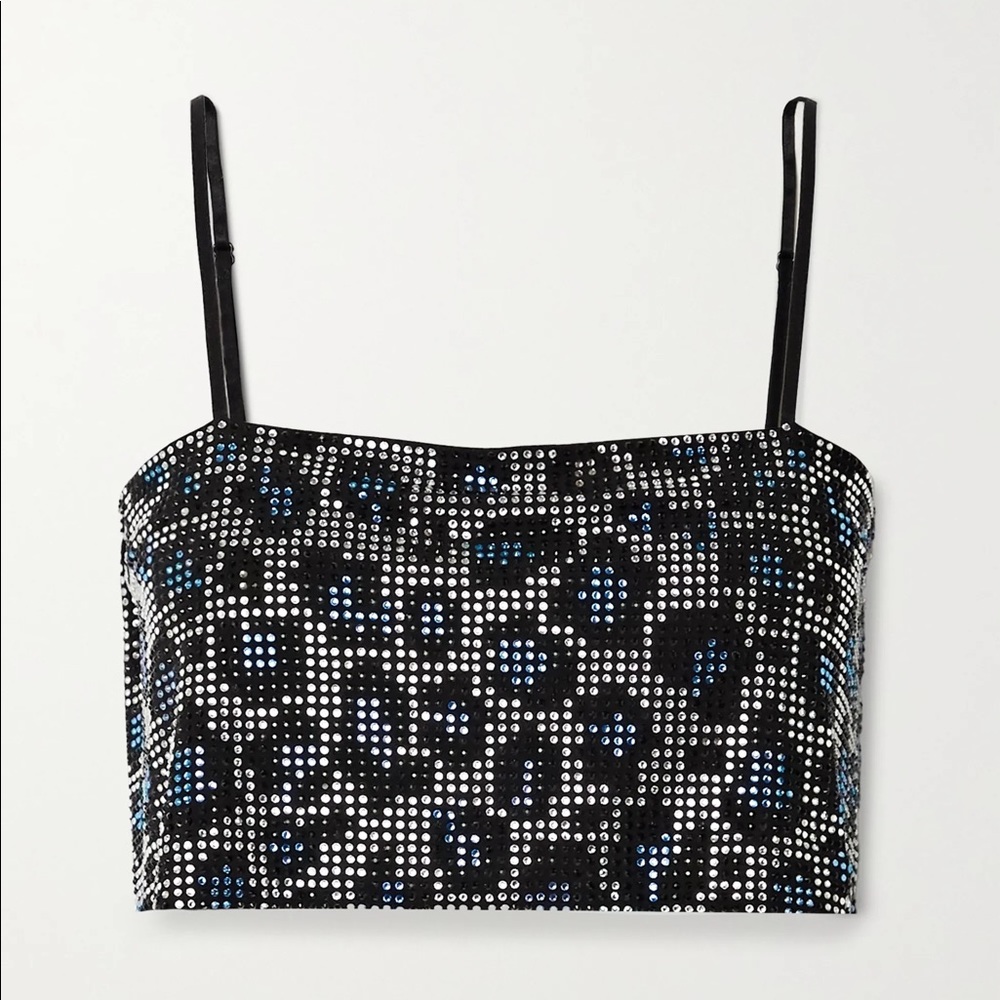 Embellished leopard-print crop top